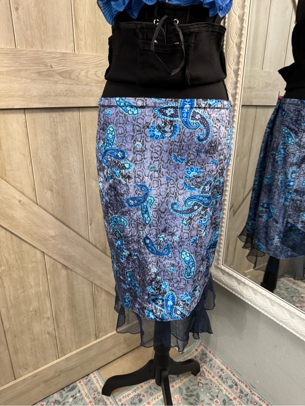 Vintage Y2K Exact Change Paisley Mesh Midi Skirt 🌀 - Large